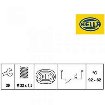 Interruptor de temperatura para ventilador de radiador HELLA 6ZT 007 808-011 - 12V, 2 polos, conector plano, atornillado