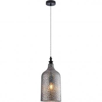 Lámpara colgante Lindby Drakar, 1 luz, gris, cristal, Ø 19,5 cm, Vintage, E27 para Salón & Comedor