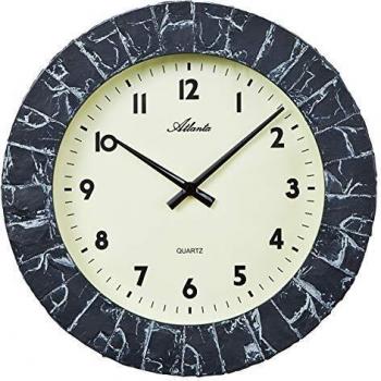 Reloj de Pared Atlanta 4474 Analógico de Cuarzo en Gris Antracita con Diseño de Piedra