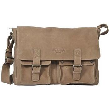 vilenca Holland grande Messenger Bag/bolso/bolsa de hombro/Universidad/funda cartera de cuero auténtico - Unisex - Vintage - Model 40712 Beige - Tamaño: 38 x 27 X9 
