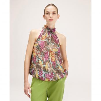 Blusa Georgette Estampada Étnica con Forro Interior para Mujer - Motivi