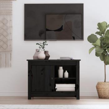 Mueble de TV de madera maciza de pino 70x36,5x52 cm, Mueble de Salon, Mueble TV, Mueble Televisor, Mesa de TV, color negro