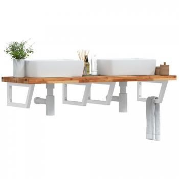 Estante de lavabo de pared acero y madera maciza de acacia Vidaxl Marrón