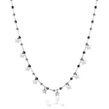 BRAND GIOIELLI Collar plata estrellas con bolas hematitas - Plata