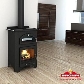 ESTUFA CON HORNO Y COCINA DE LEÑA BRONPI MODELO MONZA