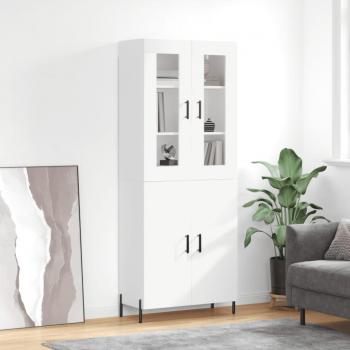 Aparador alto de madera contrachapada blanco 69,5x34x180 cm