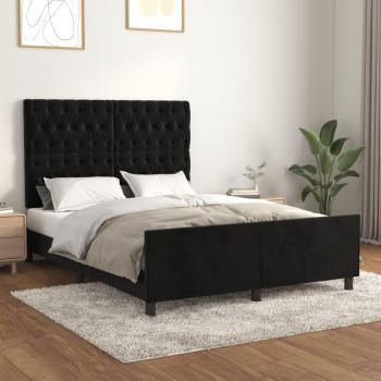 Cabecero de terciopelo negro 140x200 cm con estructura de cama Jinlefu vidaXL - Negro