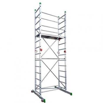 Andamio de Aluminio Multiusos | 400x140x125/60 cm | con Base Estabilizadora | Tacos de Goma Antideslizantes | Máxima Seguridad | Montaje Rápido y Sencillo