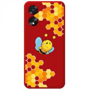 Funda Silicona Líquida Roja con Diseño de Abeja para Oppo A38 4G
