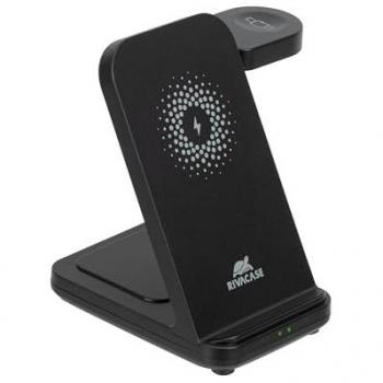 Cargador Inalámbrico 3 en 1 Rivacase VA4916 para Smartphone, Apple Watch y AirPods - 15W Negro