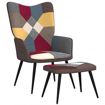 Silla de relajación con reposapiés tela patchwork vidaXL