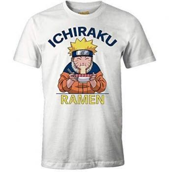 Camiseta de Anime Naruto Ichiraku Ramen para Hombre, Talla L, Color Blanco
