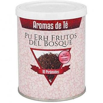 Aromas de Té - Té Rojo Pu Erh Frutas del Bosque en Bolsitas Frutos Rojos con Trozos de Fresa y Moras, 10 Pirámides