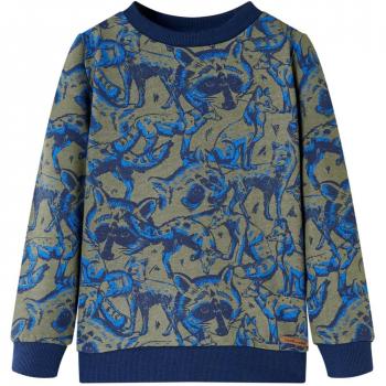Sudadera infantil caqui con estampado de mapaches y zorros, ropa para niños