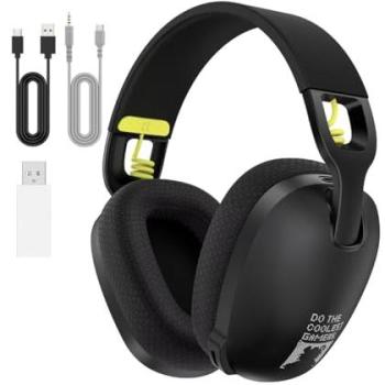 Onikuma B2 Wireless & Wired Gaming Headset - Black, Ergonomic Design with 50mm Drivers and 800mAh Battery
