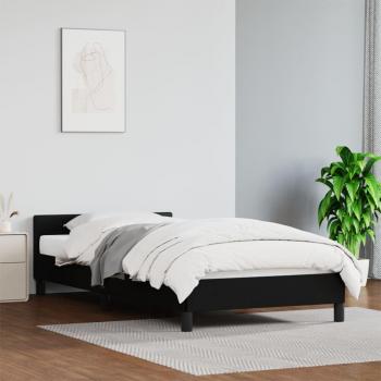 Estructura de cama redonda con cabecero de cuero sintético negro 90x200 cm sin colchón