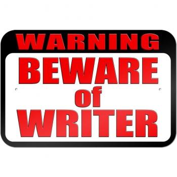 Gráficos y más, 22,9 x 15,2 cm ADVERTENCIA Beware Of Writer metal Sign Junta