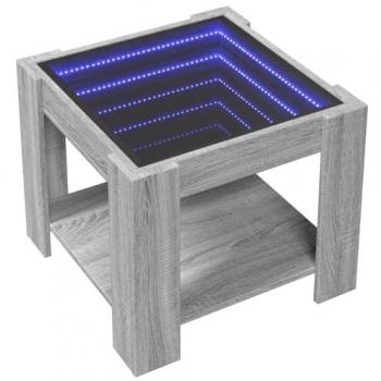 Mesa de centro y LED madera ingeniería gris Sonoma 53x53x45 cm