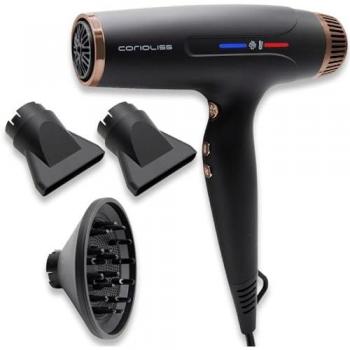 Secador de Pelo Profesional Corioliss Typhoon Black Copper 2400W | Silencioso | Ligero 417g | Iónico Antifrizz | Difusor y 2 Boquillas
