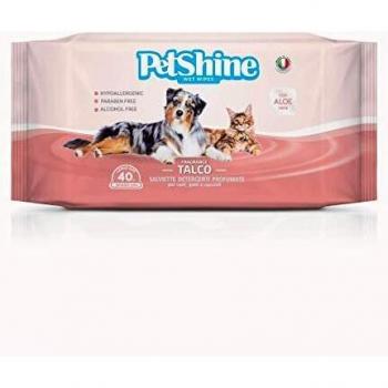 PORRINI Toallitas Higiene para Perro y Gato, Talco Aloe
