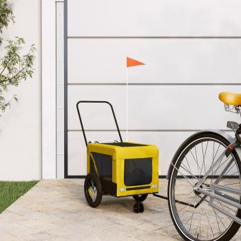 Remolque de Bicicleta para Mascotas de Hierro con Tela Oxford en Color Amarillo y Negro