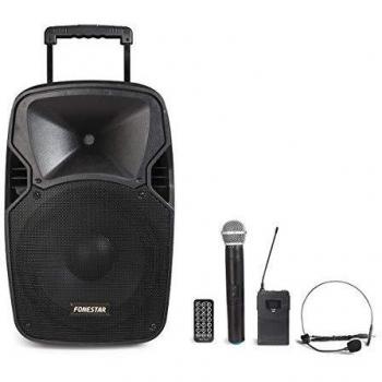 Altavoz Portátil Fonestar MALIBU-212P con Bluetooth, 200W, USB/MicroSD y 2 Micrófonos Inalámbricos - Negro