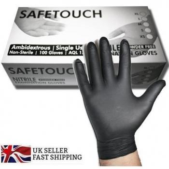 Negro Nitrilo Libre De Polvo Guantes AQL 1.5 , Tamaño Mediano - Case Cantidad 1000
