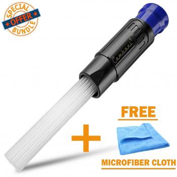 Dust Daddy Aditamento Limpieza De Cepillo Para Polvo Para Aspiradora Con TRAPO DE MICROFIBRA GRATIS – Fácil Removedor De Suciedad Con Pequeños y Fuertes Tubos De Succión |perfecto Para Carros, Ventilas, Mascotas, Esquinas, Cajones, Teclados, Plantas
