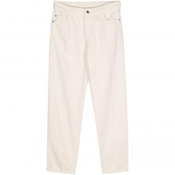 Emporio Armani Women's Straight Cotton Trousers in Beige | Size W30 | 3D2J043N5NZ0128