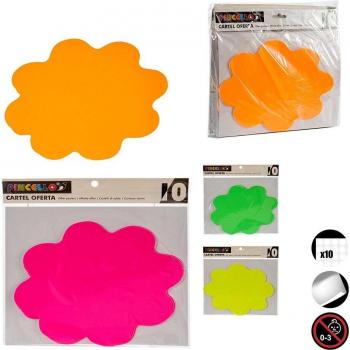 DAM 12 PackS CARTEL OFERTA 10 PIEZAS NUBE surtido 4 COL