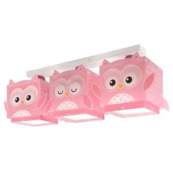 Plafón de Techo Infantil 3 Luces Búho Rosa Little Pink Owl