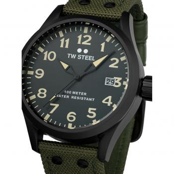 TW Steel Volante VS102 Men's Watch 45mm Quartz 10ATM Black and Green