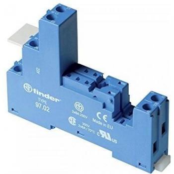 Base de Relé Finder 97.02SPA con Morsetti a Piastrina para Riel DIN, 2 Polos, 8 A, 250 V