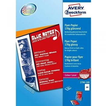 Papel para Flyers Avery Zweckform 2790-100, A4, 170 g/m², brillante y doble cara, 100 hojas