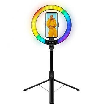 Anillo de Luz LED 26RGB Ø 25 cm con Trípode Extensible y Selfie Stick LogiLink AA0156
