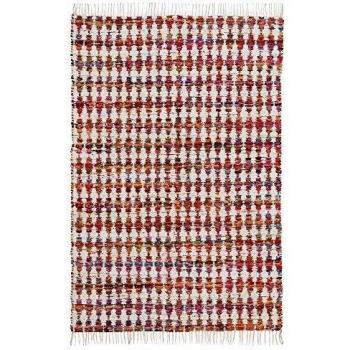 NATURA ACCENT Hogar Alfombra Flecos Gris-Rojo 100% Algodón 240 X 170 Cm GRIS-ROJO