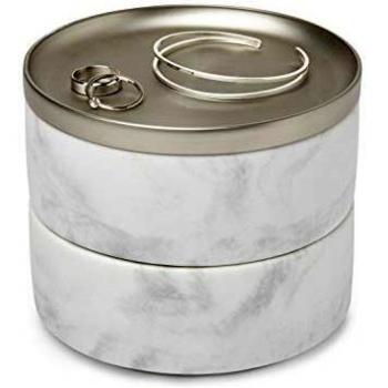 Caja de joyas Tesora de Umbra, imitación mármol blanco, 13 x 11 cm, resina, organizador de cosméticos