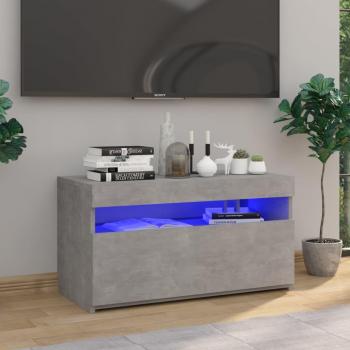 Mueble de TV con luces LED 75x35x40 cm, color gris hormigón, diseño moderno para salón, ideal para televisor y almacenamiento