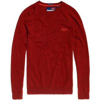 Superdry - Naranja Label Suéter con Cuello Redondo, Arizona Naranja Grit - Arizona Naranja Grano, Mediana
