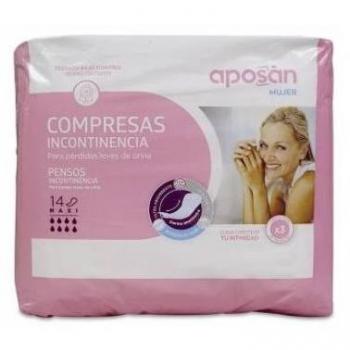 Compresas para Incontinencia Aposan Maxi, 14 Unidades