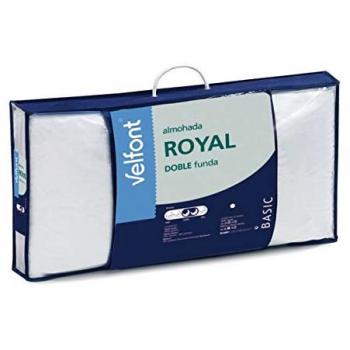 Almohada Royal Velfont - Doble Funda Satinada con Cremallera 70 cm, Color Blanco