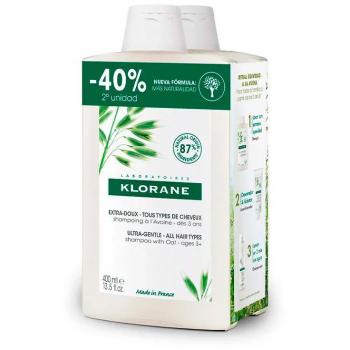 Klorane Duo Oat Milk Shampoo 2x400ml - Extra Gentle Cleansing for Delicate Hair