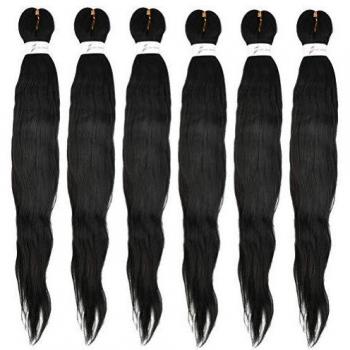 POKIENE Cabello Sintético 6 Piezas, Extensión de Cabello de Fibra Sintética, Cabello Trenzado Africano Negro, Extensión de Cabello de Ganchillo Preestirado 26 Pulgadas, Picazón y Sin Enredos