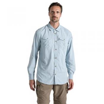 Craghoppers Nosilife Adventure III Long Sleeve Shirt - Men's Bug-Repellent Outdoor Shirt in Niagara Blue