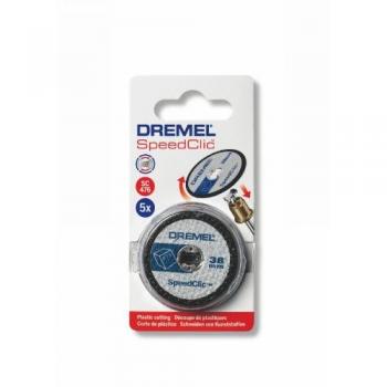Dremel SC476 - Disco corte Ø 38 mm, juego de accesorios con 5 discos EZ Speedclic para herramienta rotativa para cortar plástico, plexiglás, pladur