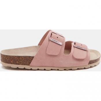 Sandalias planas de mujer de serraje combinado