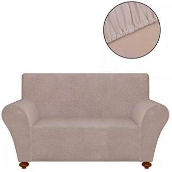vidaXL Funda de Sofá Elástica Tela Jersey Poliéster Beige Cubierta de Sillón