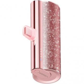 Power Bank Veger Rosa Glitterato 5000mAh con Conector Lightning Integrado y Carga Rápida QC3.0