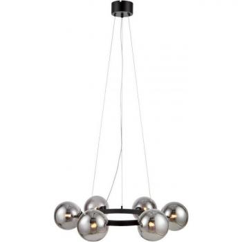 Colgante Lámpara de Techo Circle Black Metal 6 Bombillas 15cm