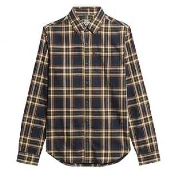 Camisa de algodón orgánico a cuadros vintage Superdry para hombre, color azul marino, talla XL